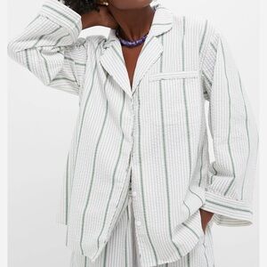 Tuckernuck Mondego Stripe Reya Top XL Seersucker Coastal Preppy Chic Euro Summer